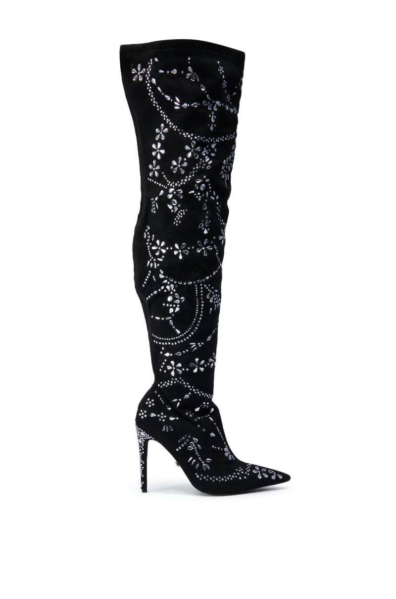 AZALEA WANG AGELESS STILETTO BOOT IN BLACK SUEDE