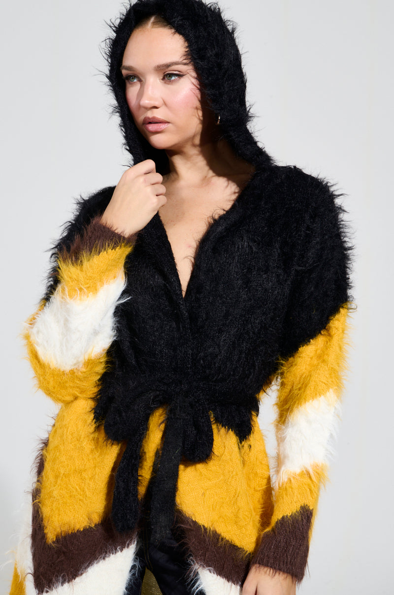 LOUD LUXURY GIRL LONG FUZZY CARDIGAN