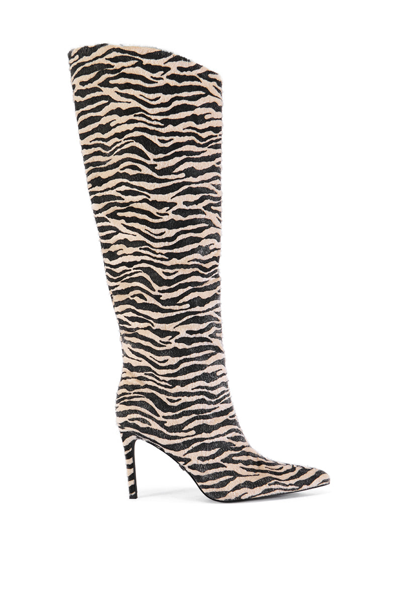 AZALEA WANG MULTI PONY HAIR ZEBRA BOOT