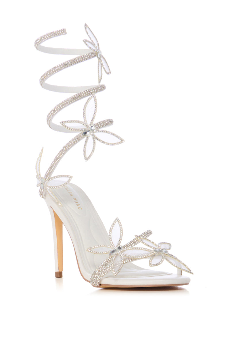 AZALEA WANG DANCY WHITE BUTTERFLY WRAP UP STILETTO SANDAL