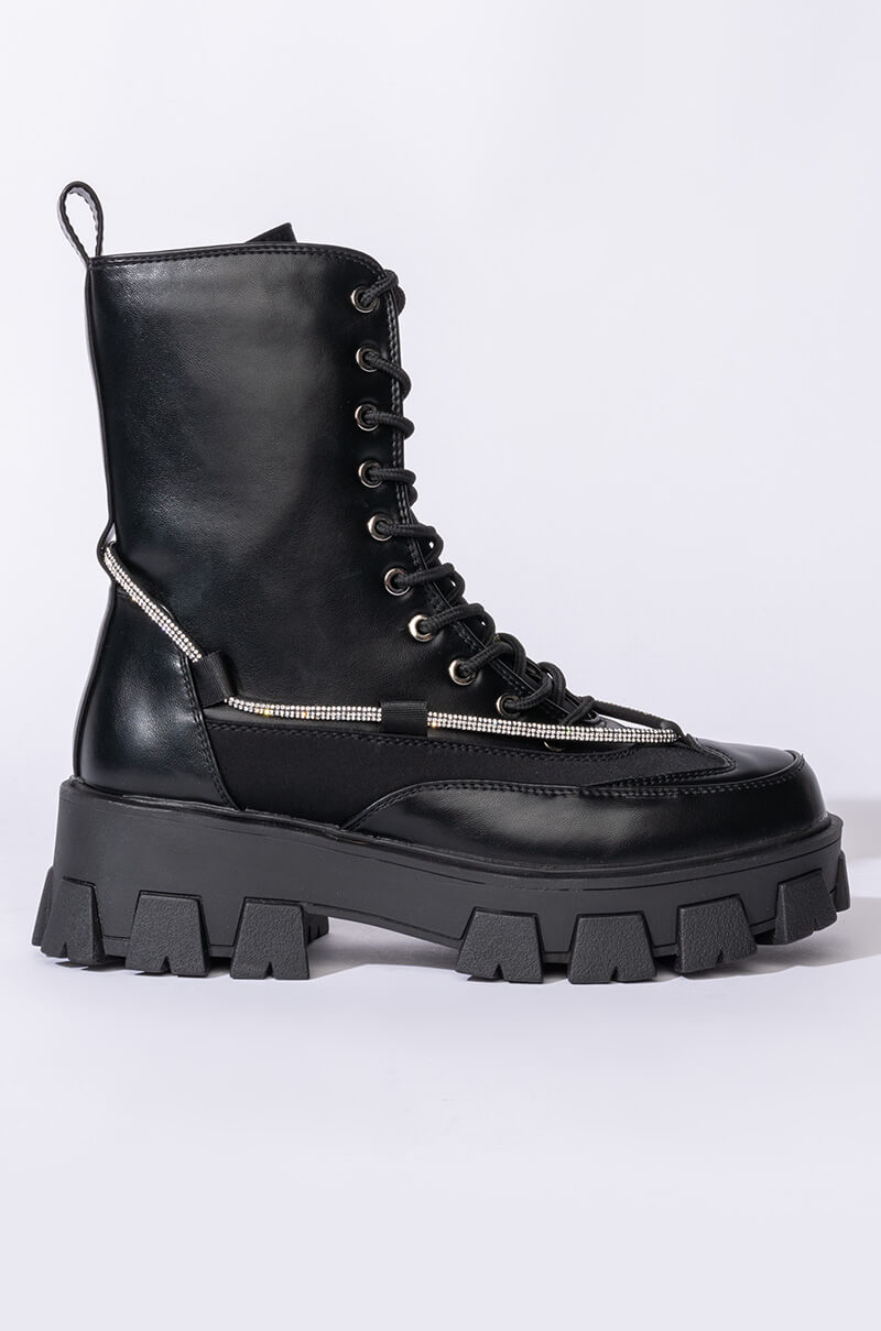 AZALEA WANG ON THE MOVE FLATFORM BOOTIE IN BLACK