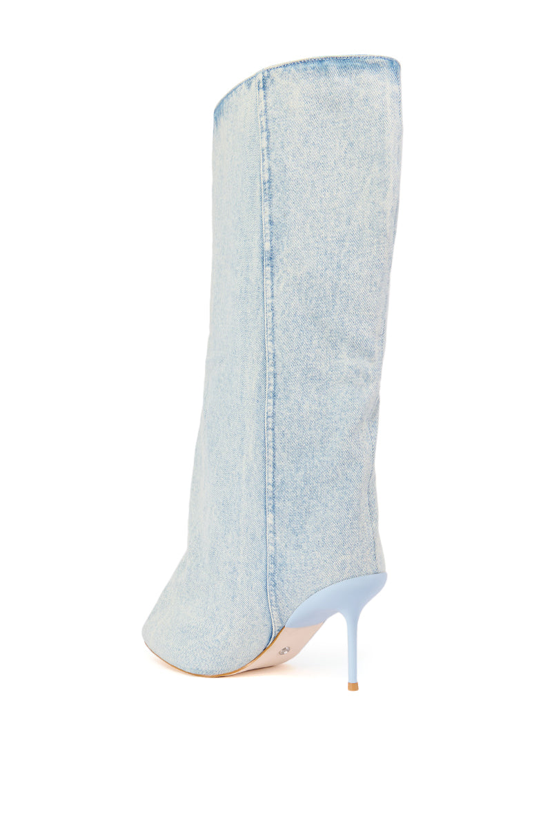 AZALEA WANG COUTURE CRAZY DENIM BOOT