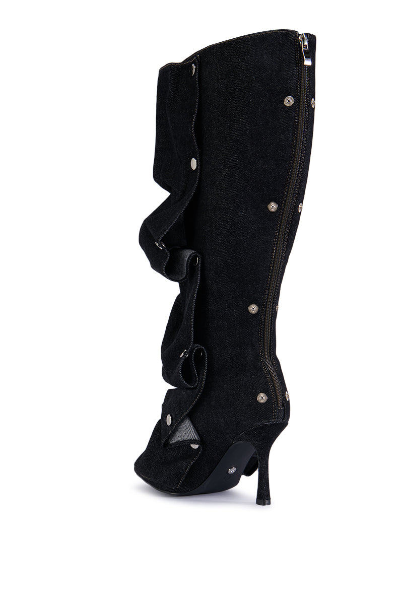 AZALEA WANG IMOGINE BLACK DENIM BOOT