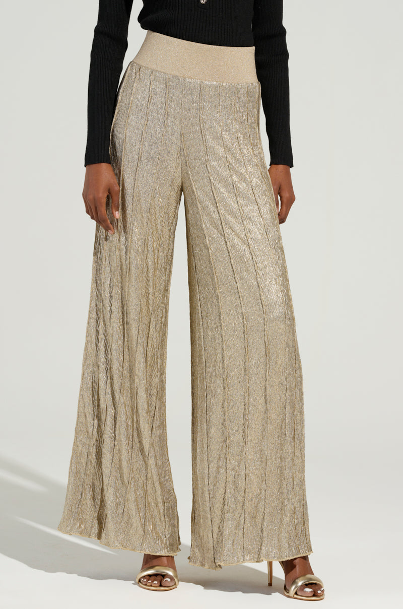 FEELING GODLY PLEATED HIGH WAIST PANT IN GOLD