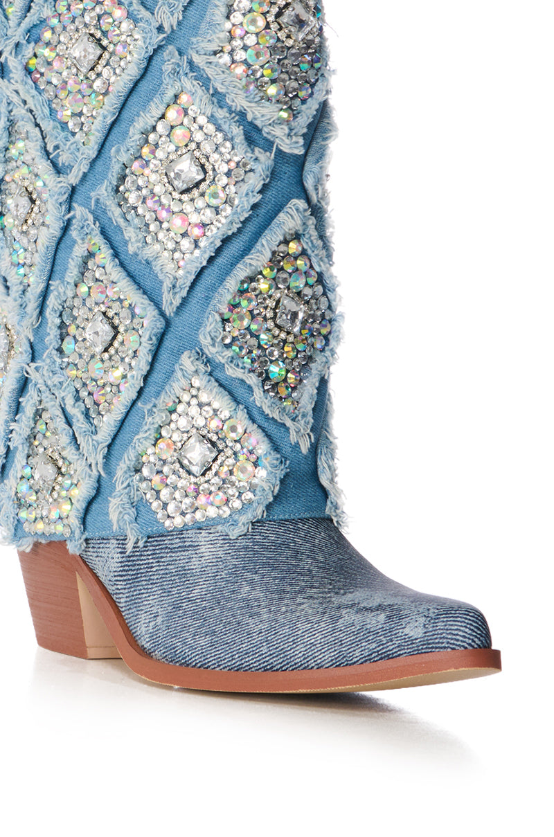 AZALEA WANG STAGECOACH EMBELLISHED WESTERN BOOTIE