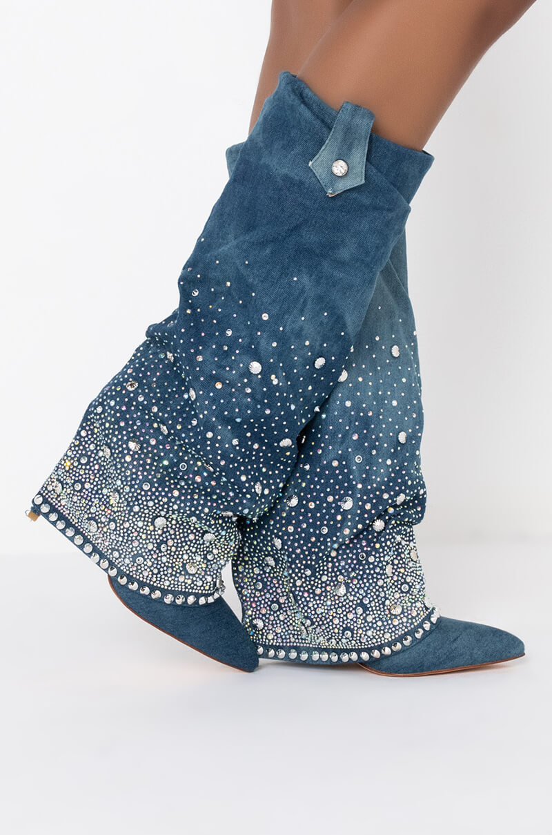 AZALEA WANG SWEET LIKE SUGAR STILETTO BOOT IN DENIM