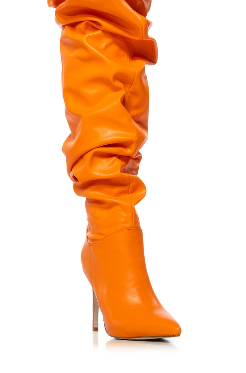 AZALEA WANG TORVI ORANGE RUCHED BOOT