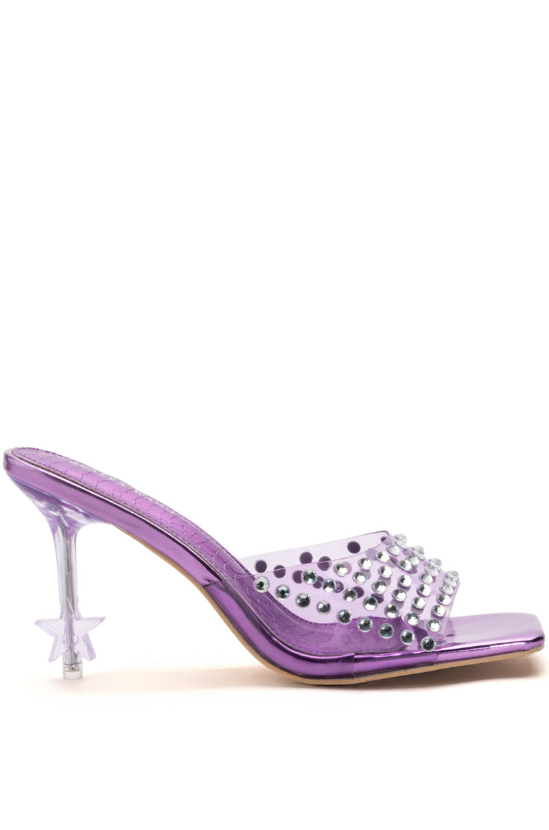 AZALEA WANG MINNIE STAR HEEL EMBELLISHED MULE IN PURPLE