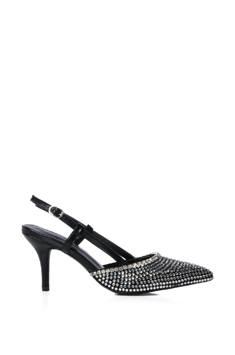 AZALEA WANG ON MY TAB EMBELLISHED SLINGBACK PUMP IN BLACK