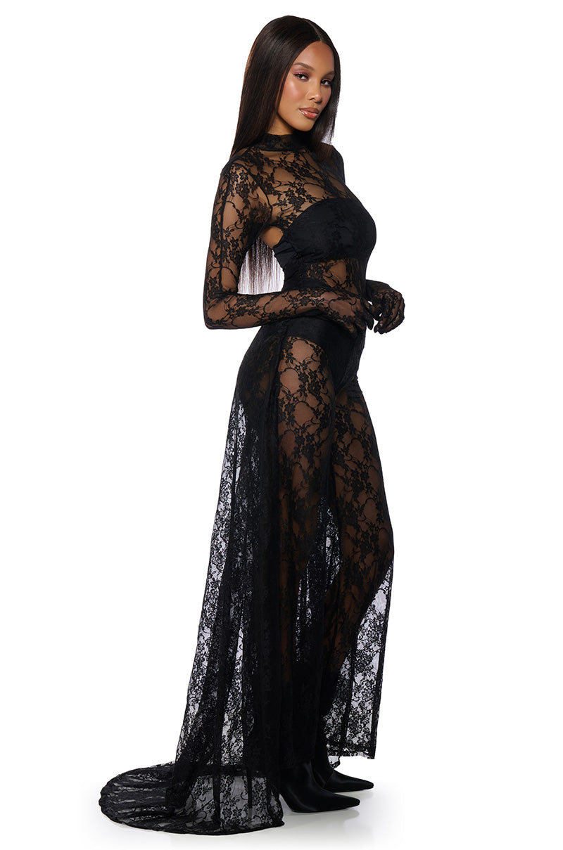 WORK THE ROOM LACE JUMPSUIT