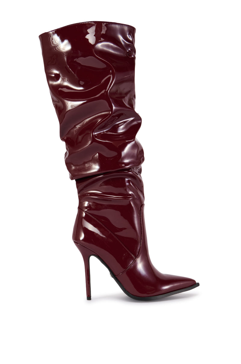 AZALEA WANG MITICA BURGUNDY PATENT SLOUCH BOOT