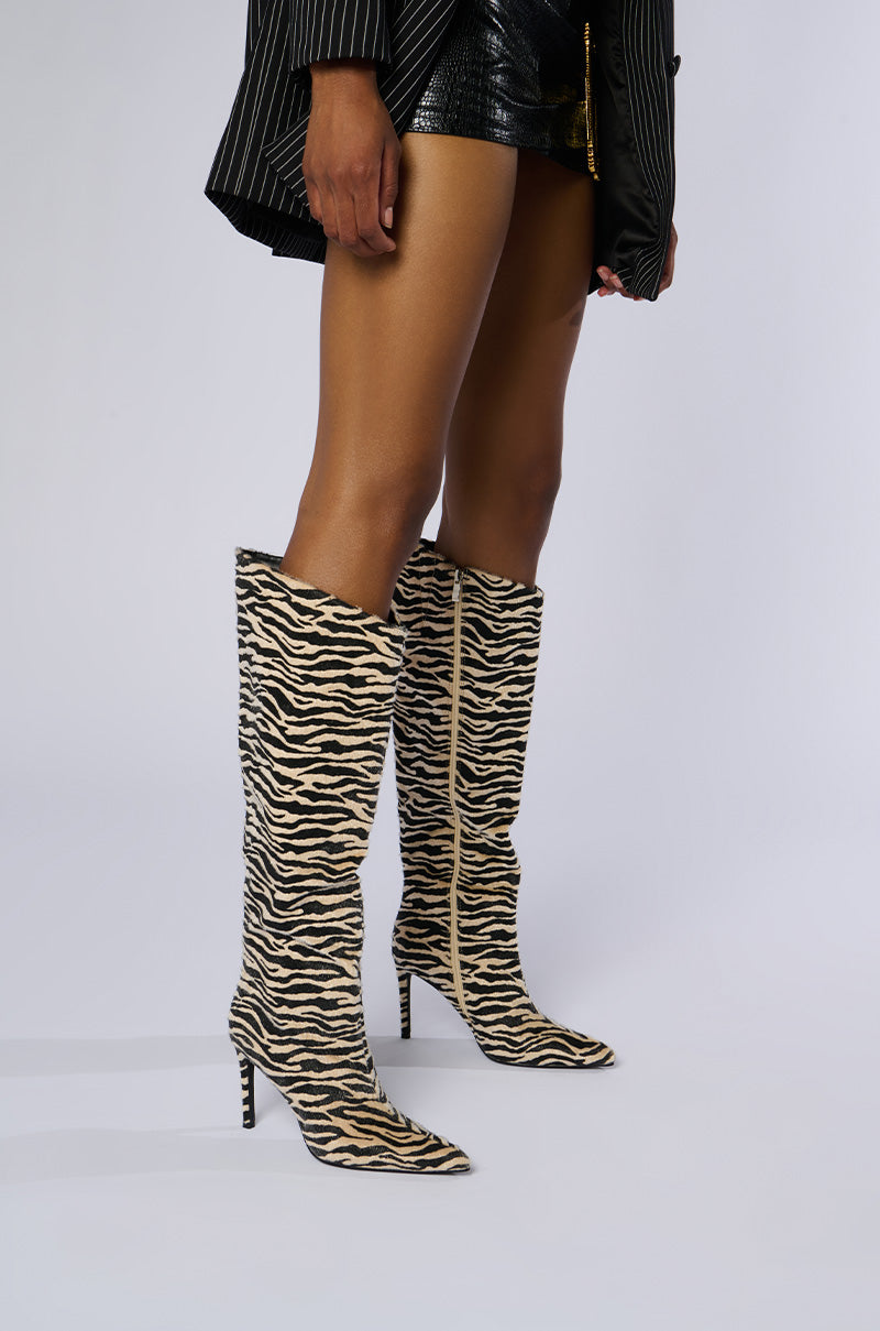 AZALEA WANG MULTI PONY HAIR ZEBRA BOOT