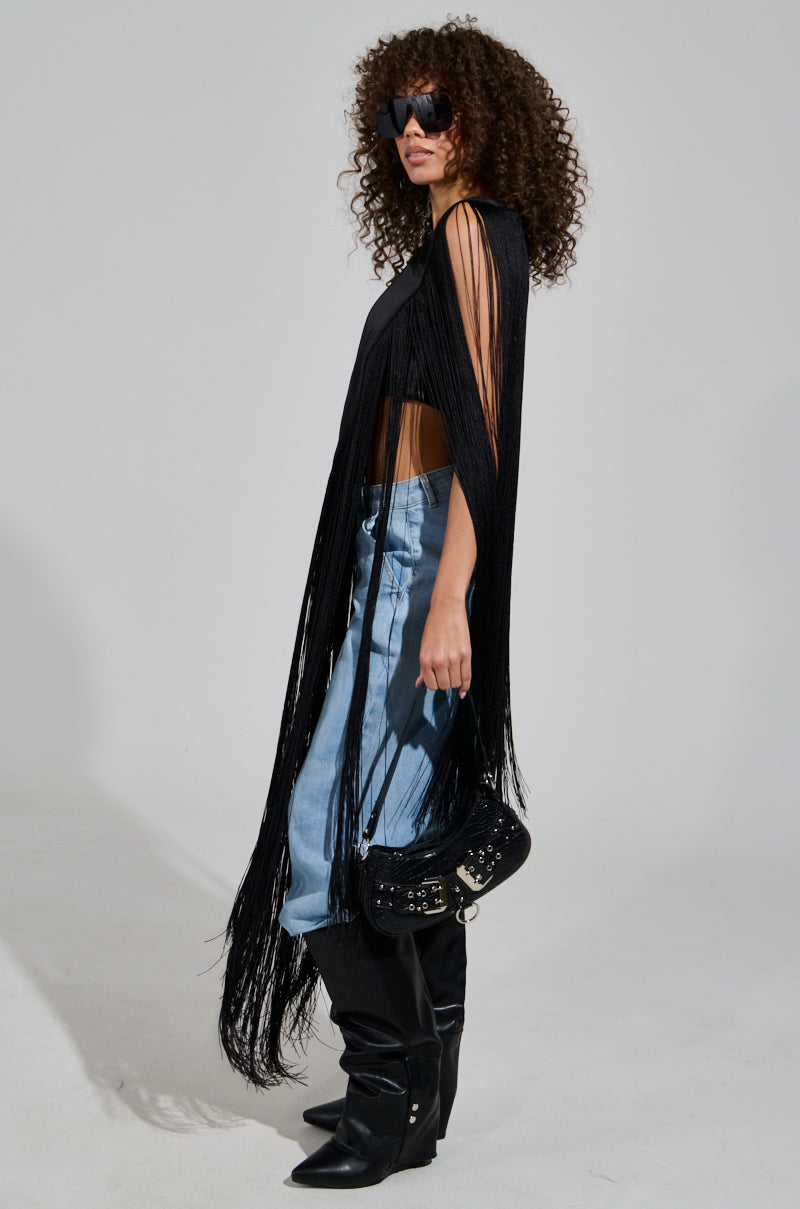 ON THE FRINGE LONG TOP