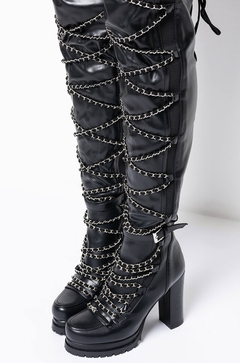 AZALEA WANG BADDEST IN THE ROOM CHUNKY BOOT IN BLACK