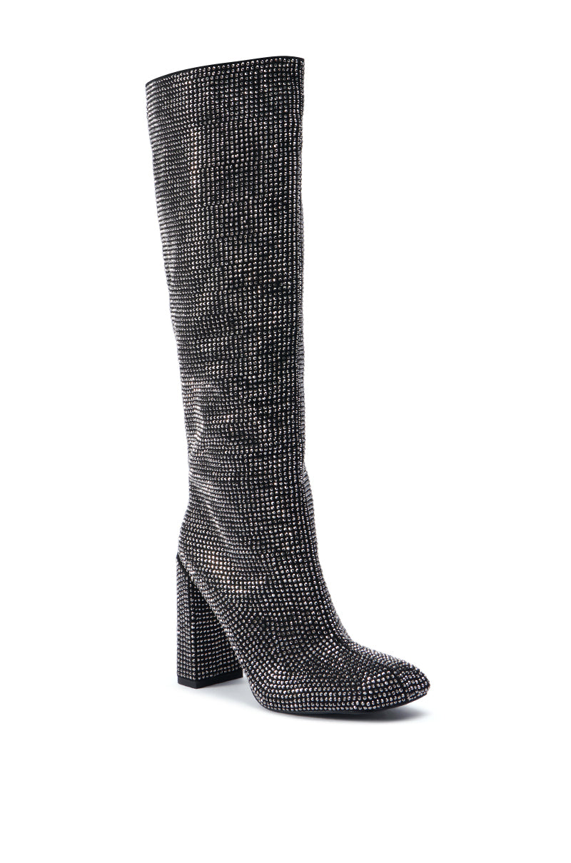 AZALEA WANG ISKANDER BLACK RHINESTONE BOOT