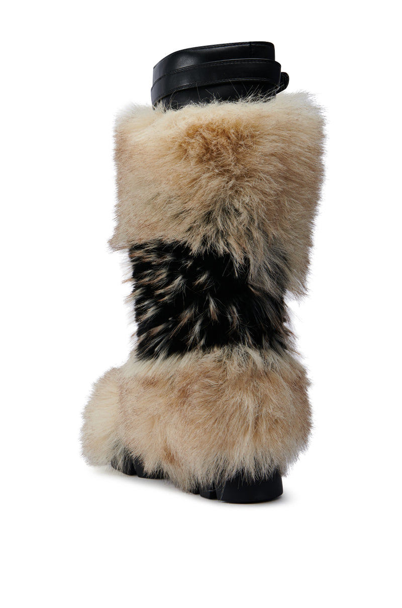 AZALEA WANG ANISA MULTI BROWN FUR FLATFORM BOOT