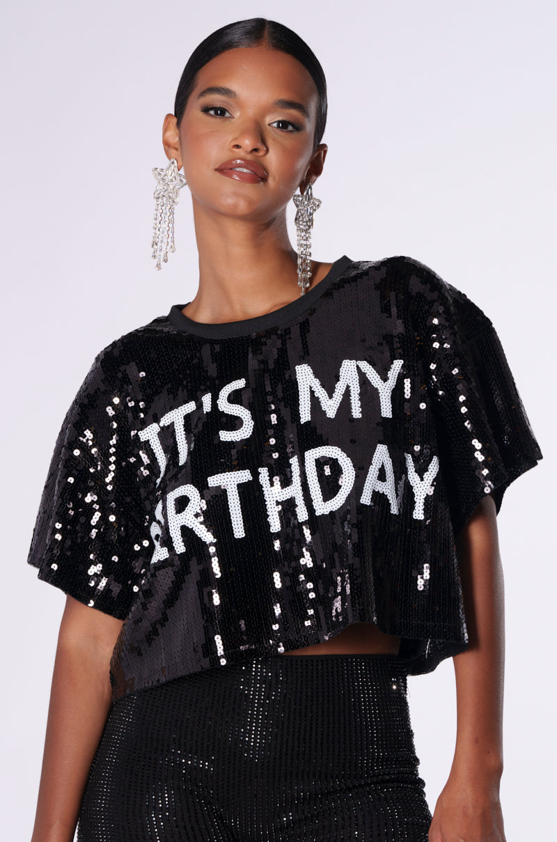 IT'S MY BIRTHDAY SEQUIN T-SHIRT