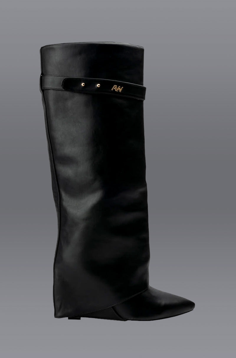 AZALEA WANG STUCK ON YOU WEDGE BOOT IN BLACK