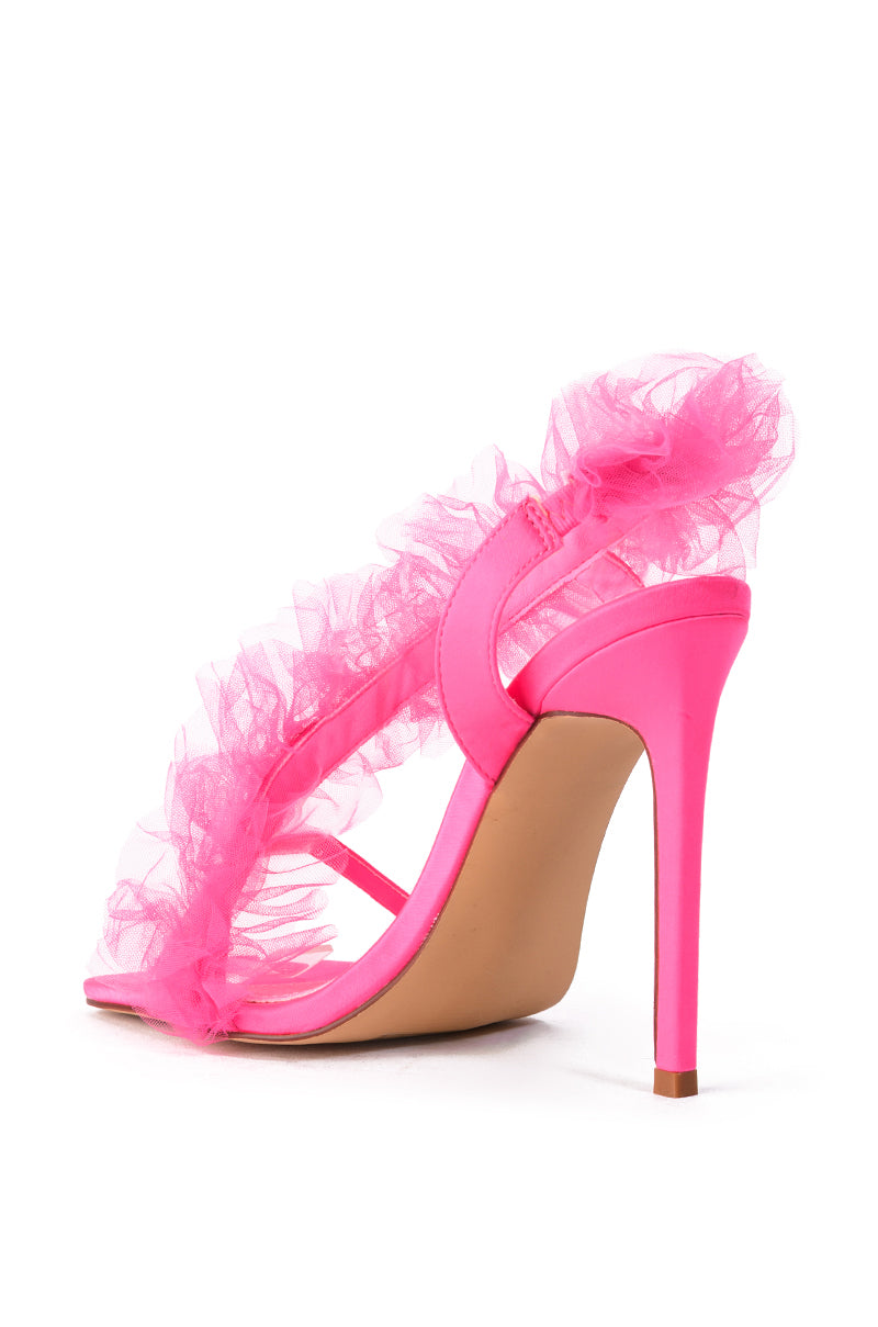 AZALEA WANG GRAPEFRUIT TULLE STILETTO SANDAL IN PINK