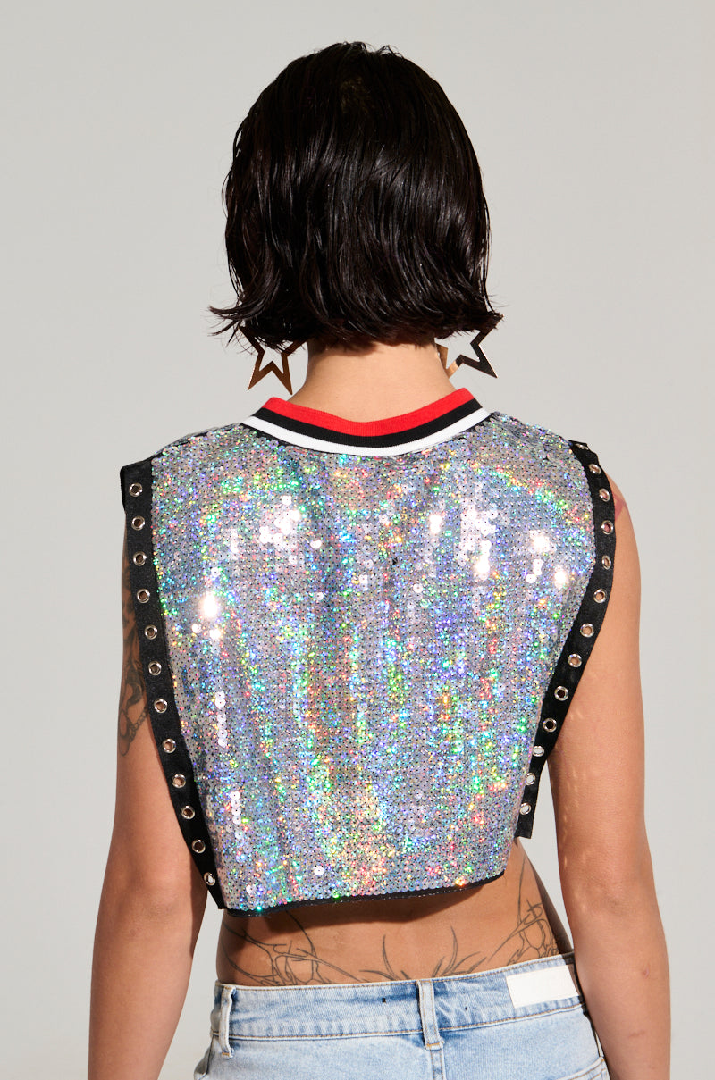 CHICAGO SEQUIN CROPPED TANK