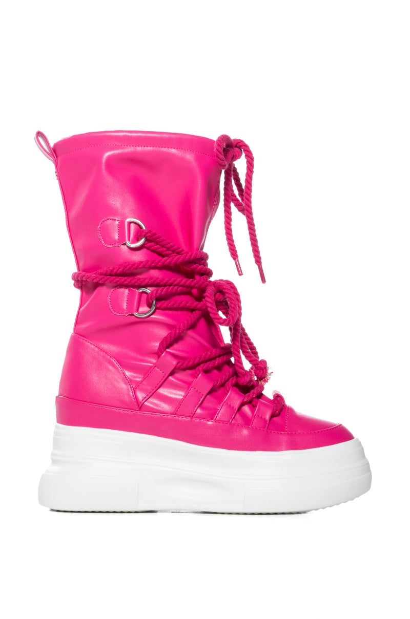 AZALEA WANG RANDOLPH LACE UP HIGH TOP SNEAKER IN FUCHSIA