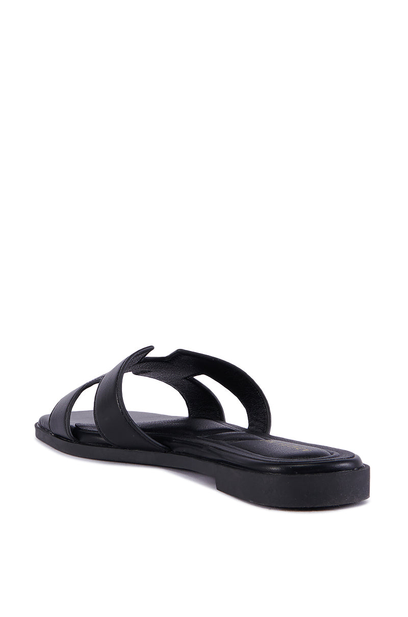 AZALEA WANG HOWDY BLACK FLAT SANDAL