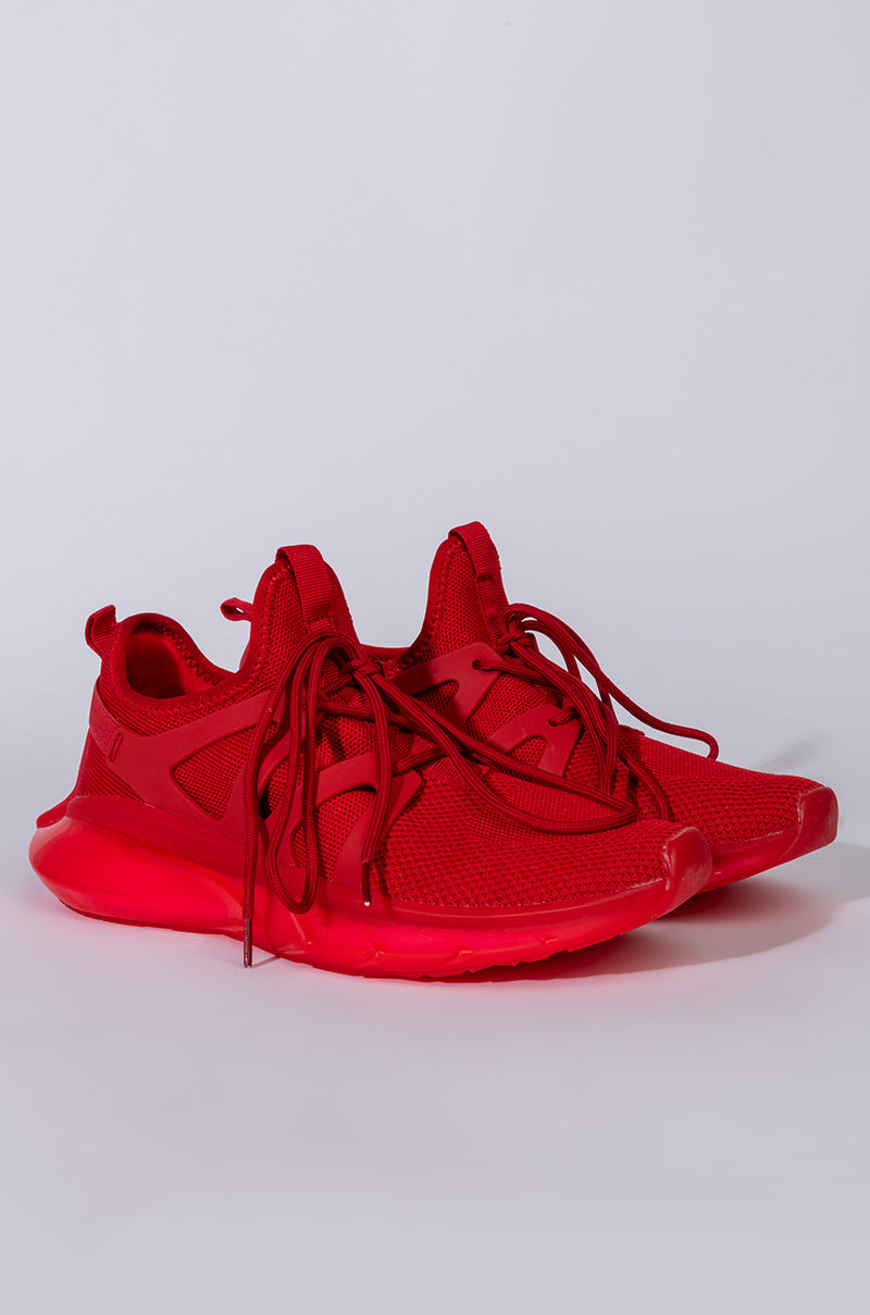 AZALEA WANG ALL EYES ON ME FLAT SNEAKER IN RED