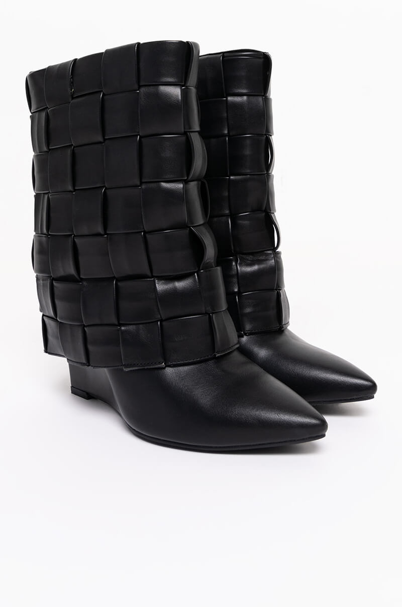 AZALEA WANG STUCK ON YOU WEDGE BOOTIE IN BLACK