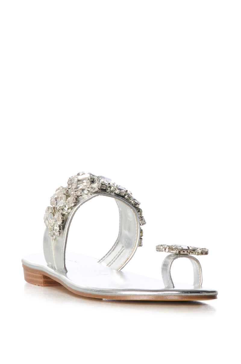 AZALEA WANG WHIMSEY EMBELLISHED SANDAL IN SILVER