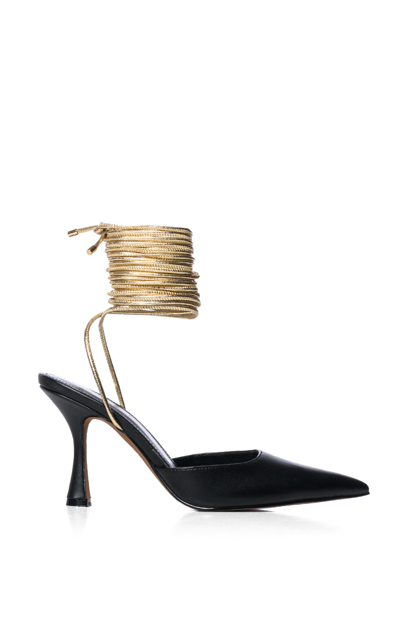 AZALEA WANG BRAVA LACE UP SANDAL IN BLACK