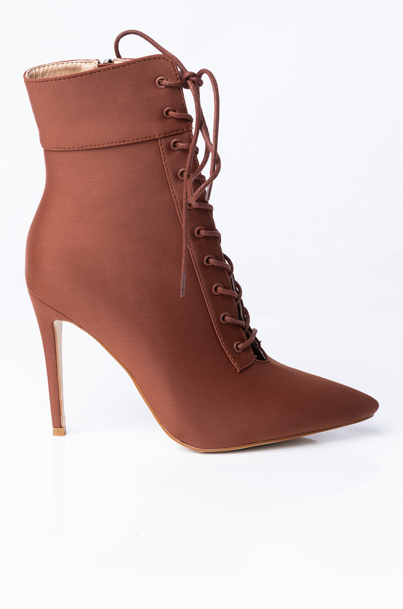 AZALEA WANG LIGHT ME UP STILETTO BOOTIE IN RUST