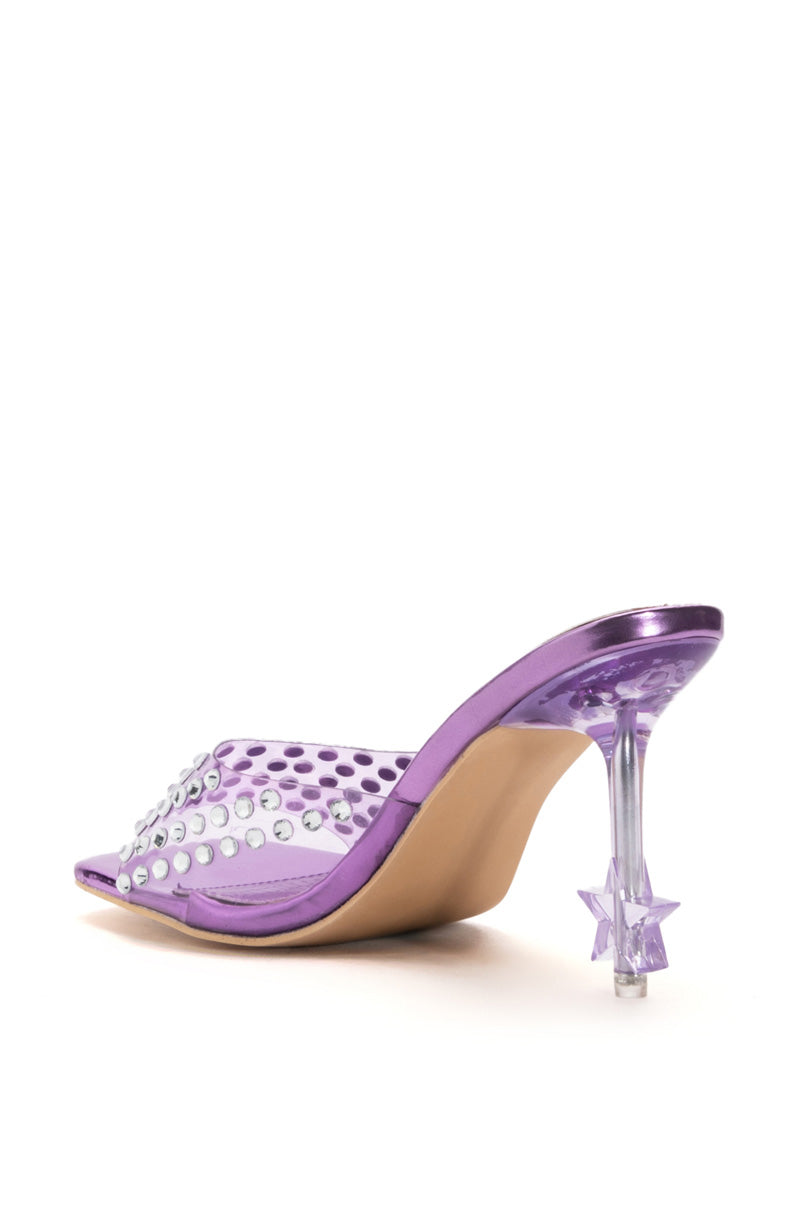 AZALEA WANG MINNIE STAR HEEL EMBELLISHED MULE IN PURPLE