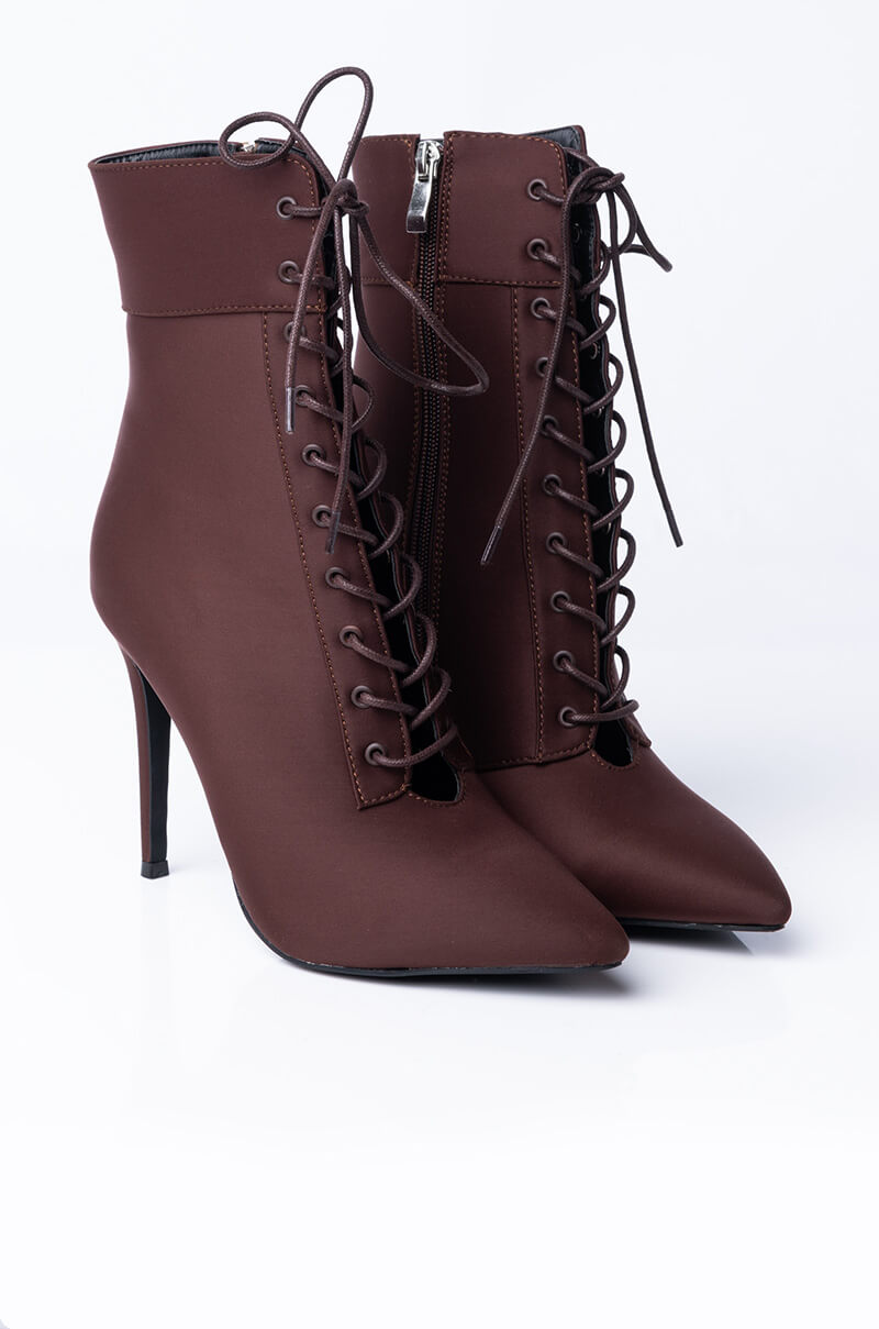 AZALEA WANG LIGHT ME UP STILETTO BOOTIE IN BROWN