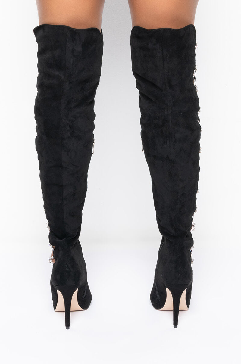 AZALEA WANG DIAMOND EVERYTHING STILETTO BOOT IN BLACK