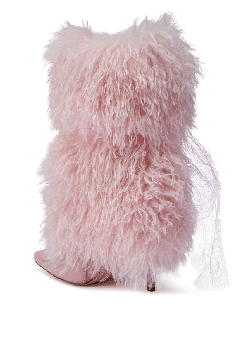 AZALEA WANG JUNIPER PINK FUR BOOTIE