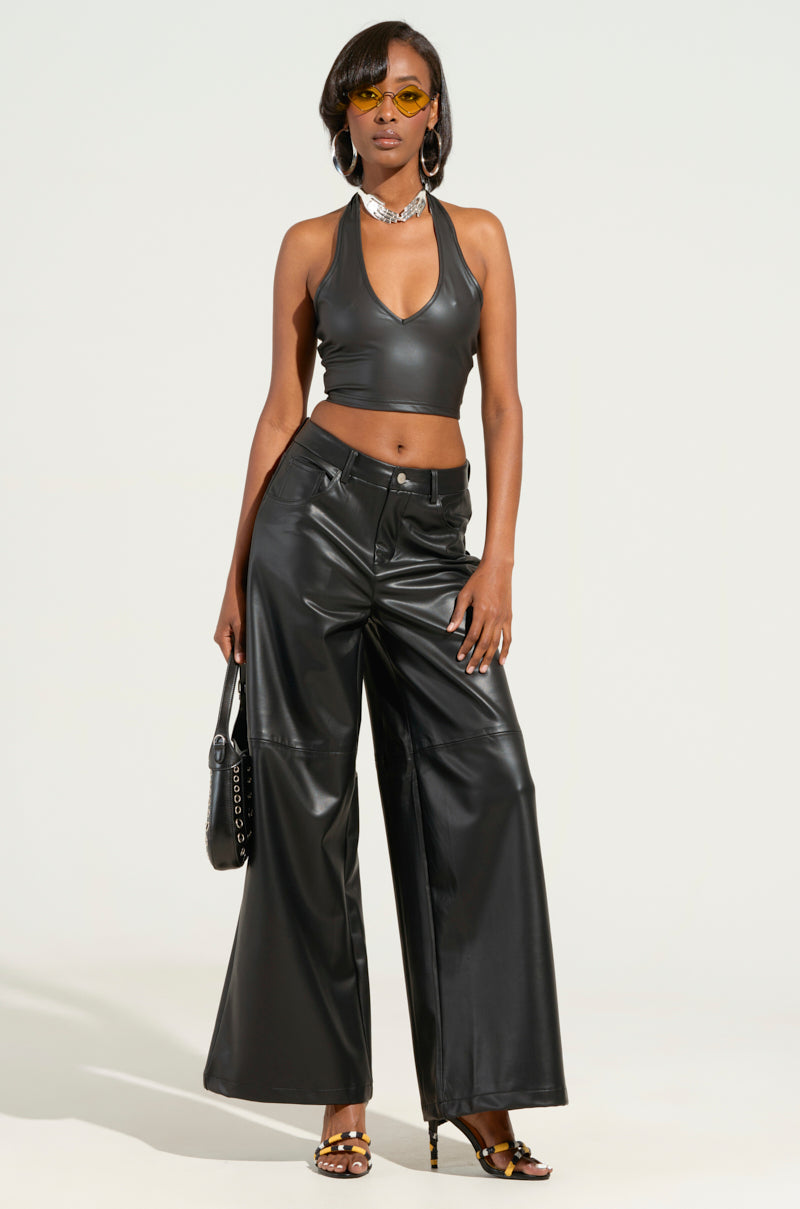 FEELS LIKE BUTTER FAUX LEATHER WIDE LEG PANTS