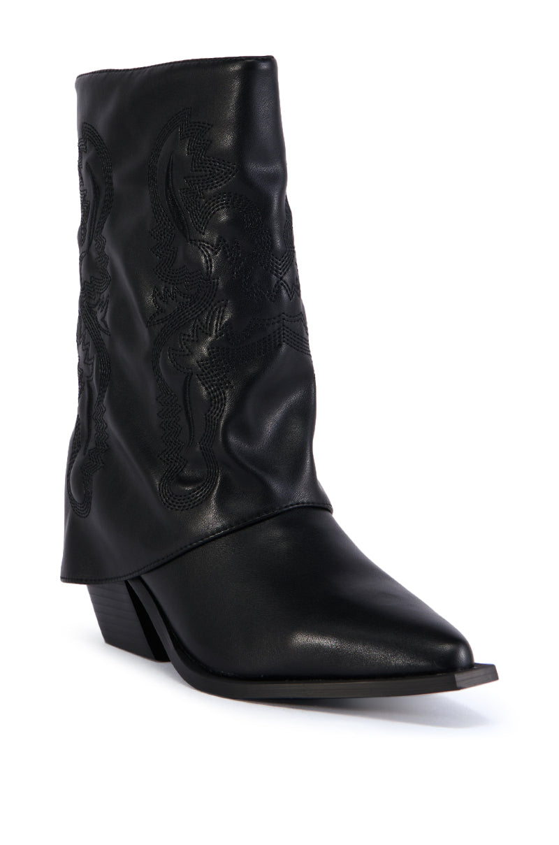 AZALEA WANG PORTABELLA BLACK WESTERN BOOTIE