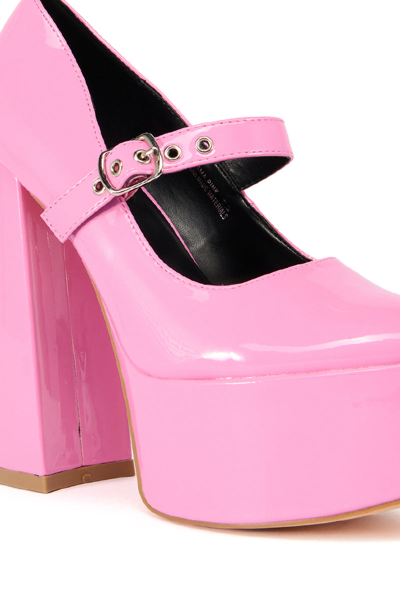 AZALEA WANG ZULEMA BUBBLEGUM PINK PATENT PLATFORM PUMP