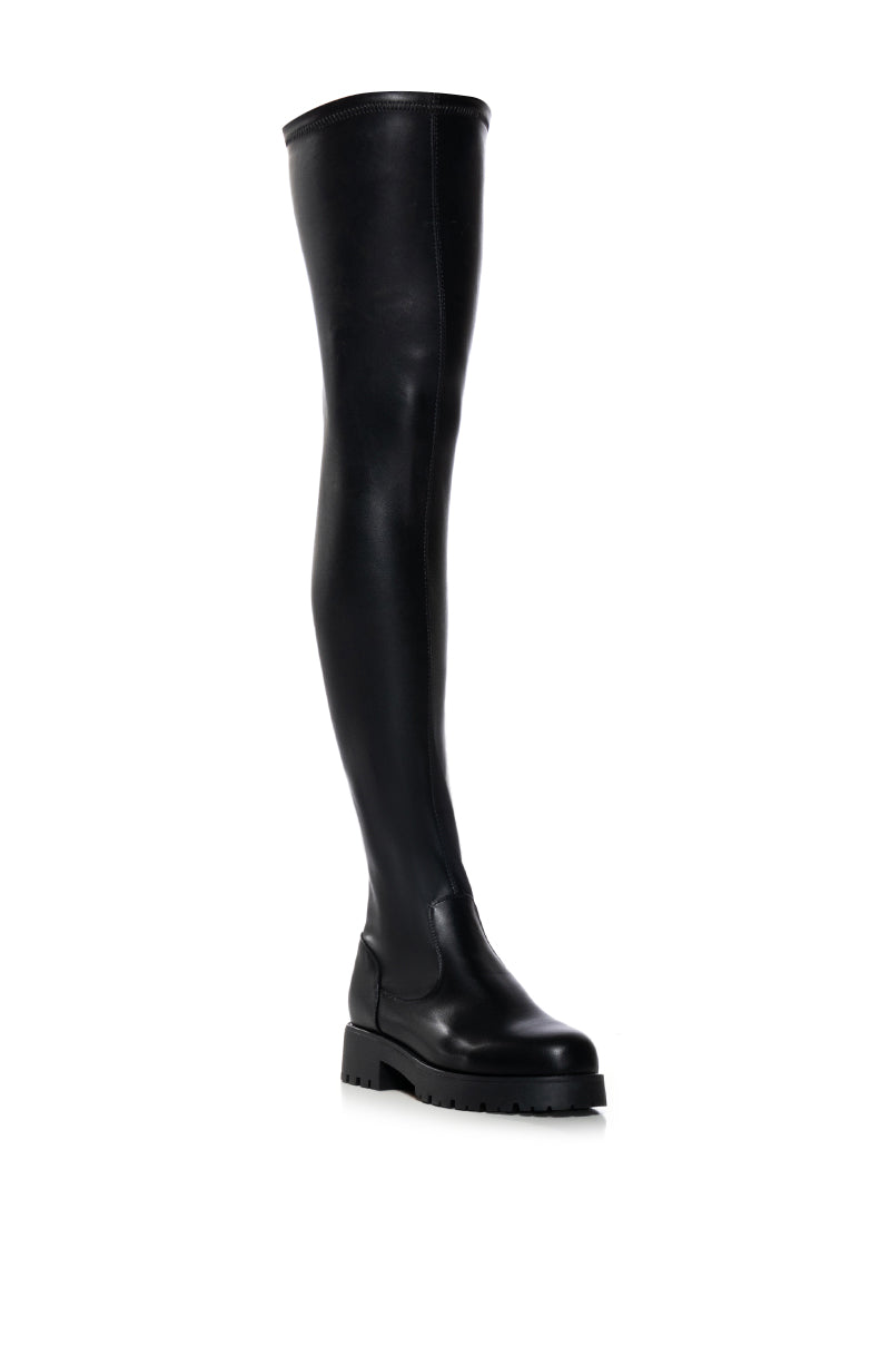 AZALEA WANG TRIM SUREVA STRETCH BOOT IN BLACK