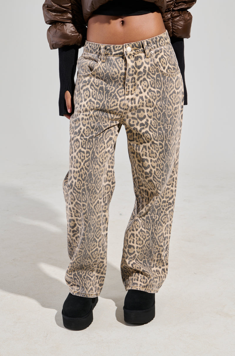 WILD CHILD LEOPARD PRINT DENIM JEANS