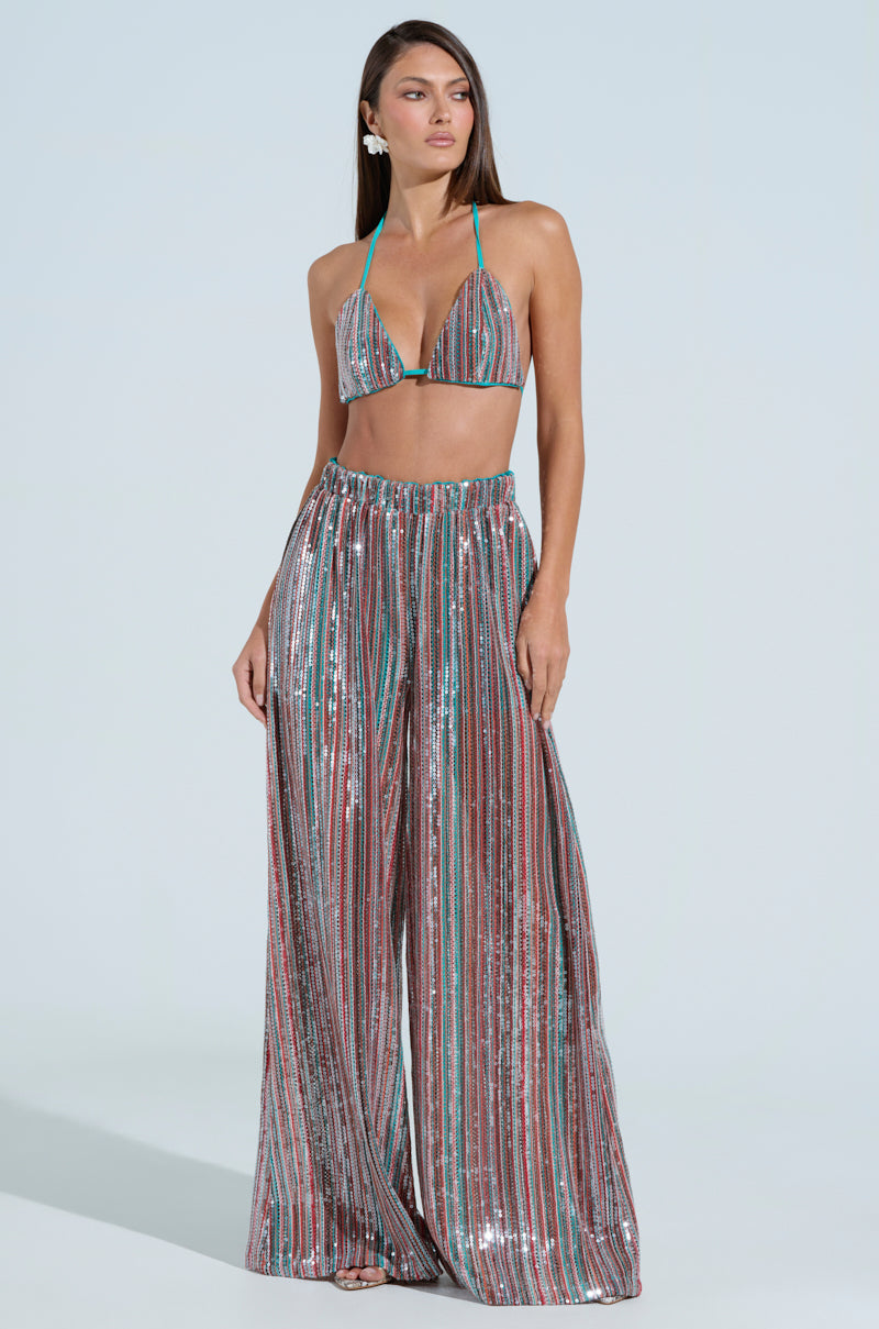 TAYLOR SEQUIN WIDE LEG PANTS