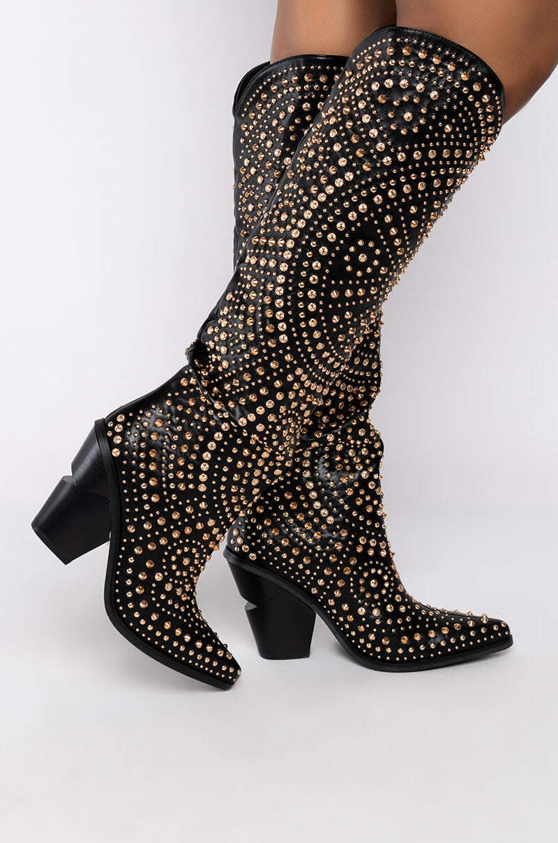 AZALEA WANG WAY OUT WEST CHUNKY BOOT IN BLACK