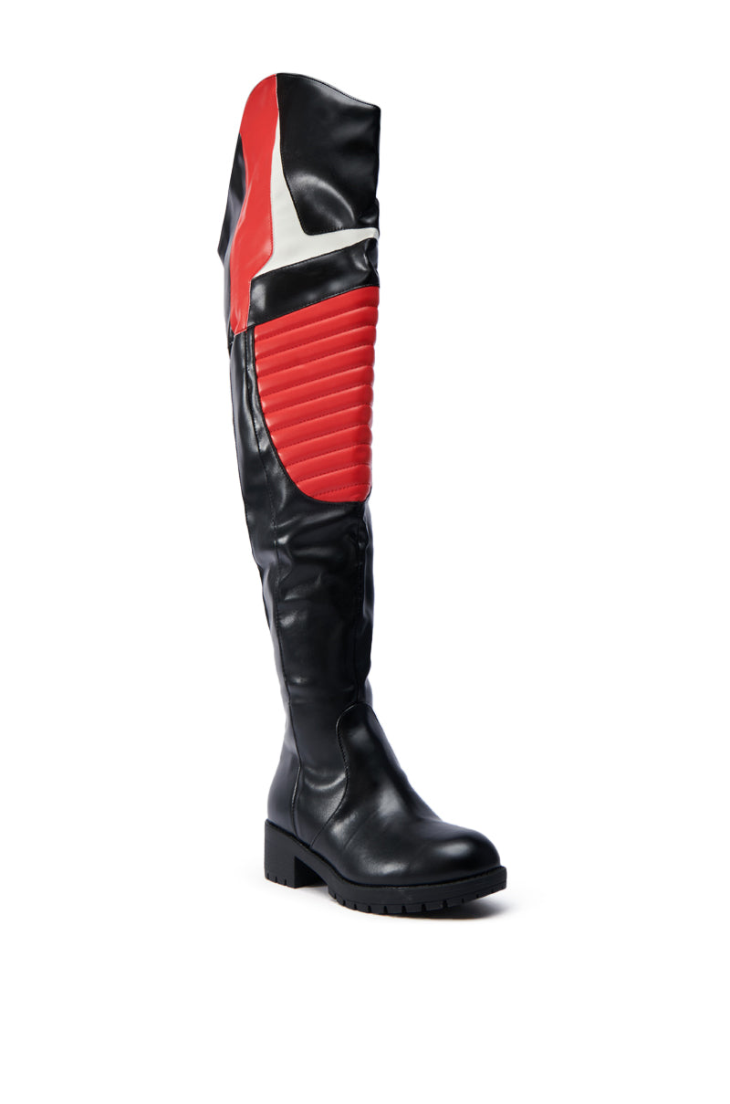 NORRIS RED AND BLACK FLAT BOOT