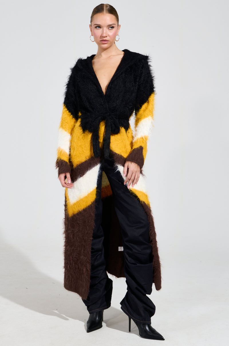 LOUD LUXURY GIRL LONG FUZZY CARDIGAN