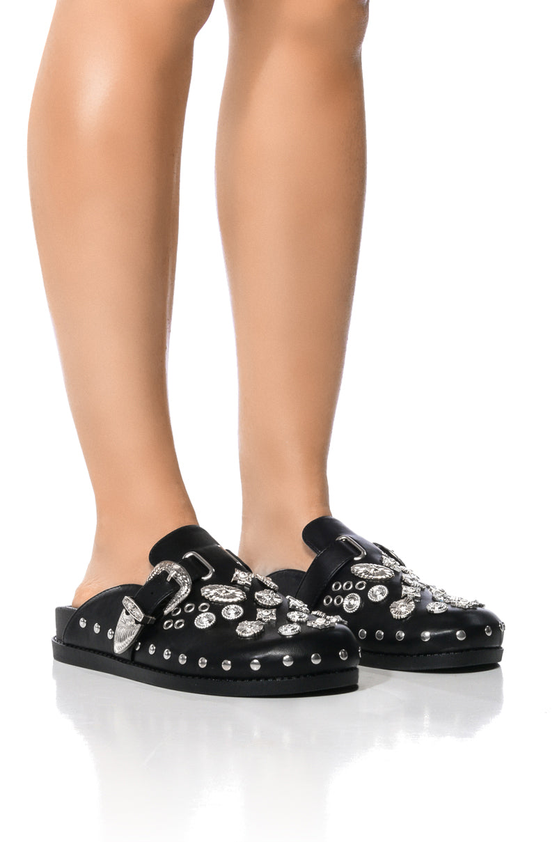 AZALEA WANG MOHSIN BLACK EMBELLISHED CLOG