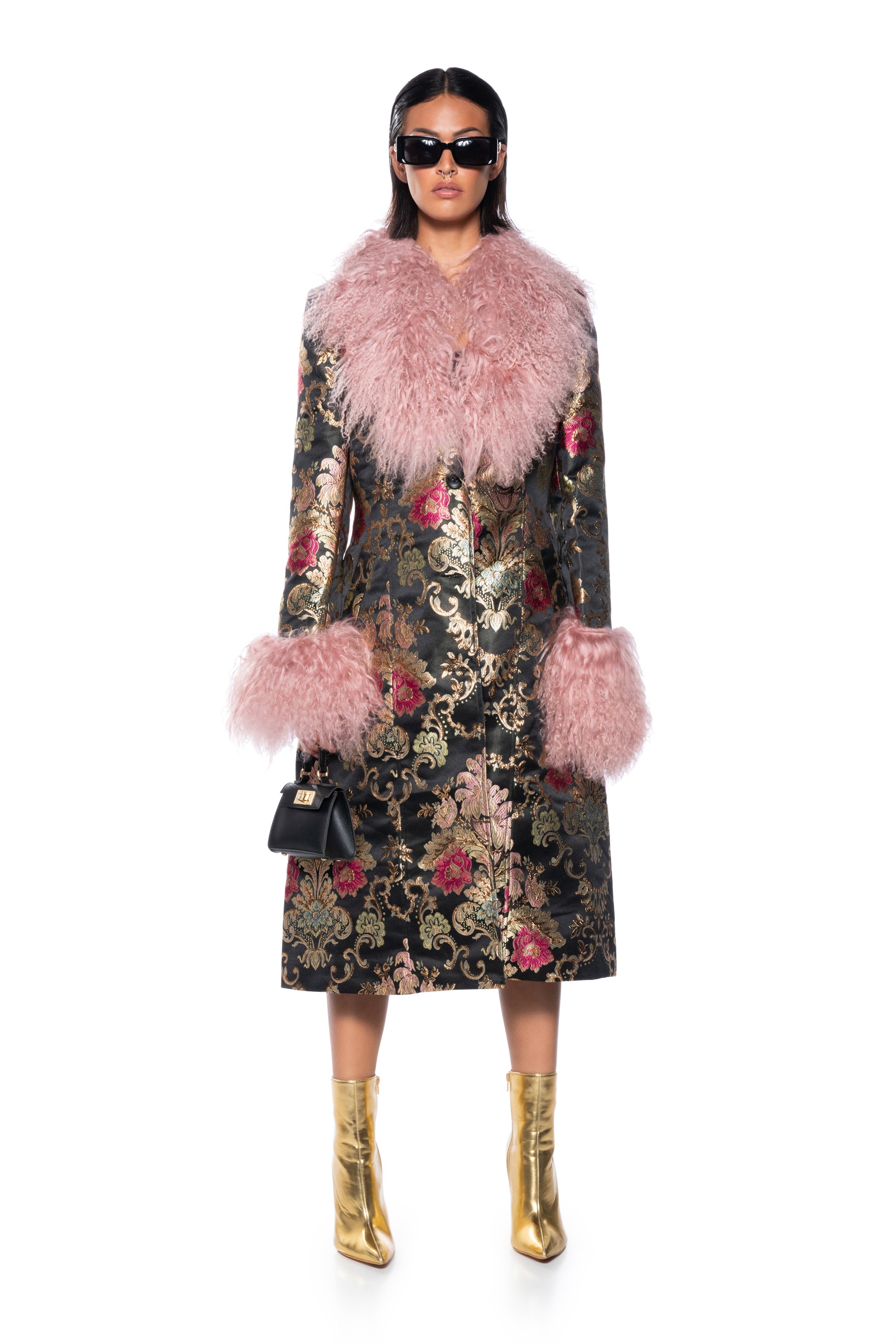 CHERRY LANE BROCADE TRENCH WITH MOHAIR FUR