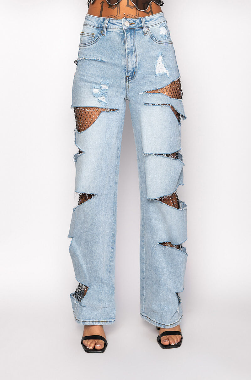 STARSTRUCK RHINESTONE RELAXED JEANS