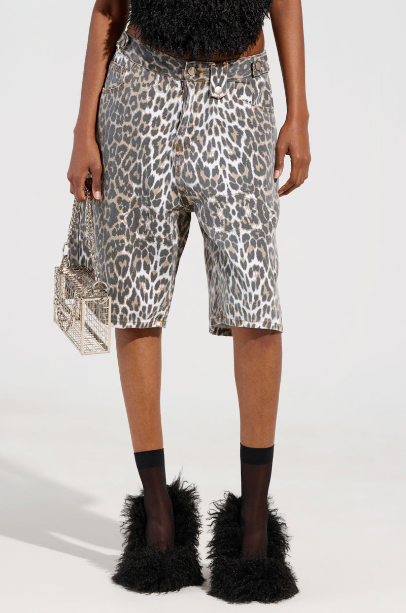 RUN BABY RUN ANIMAL PRINT BERMUDA SHORT