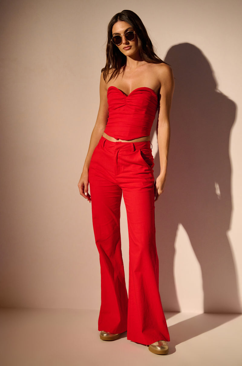 STRETCH LINEN RED TROUSER