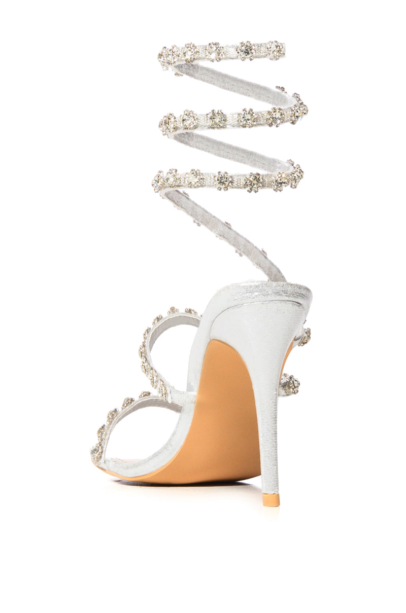 AZALEA WANG DELICACY SILVER COIL WRAP SANDAL